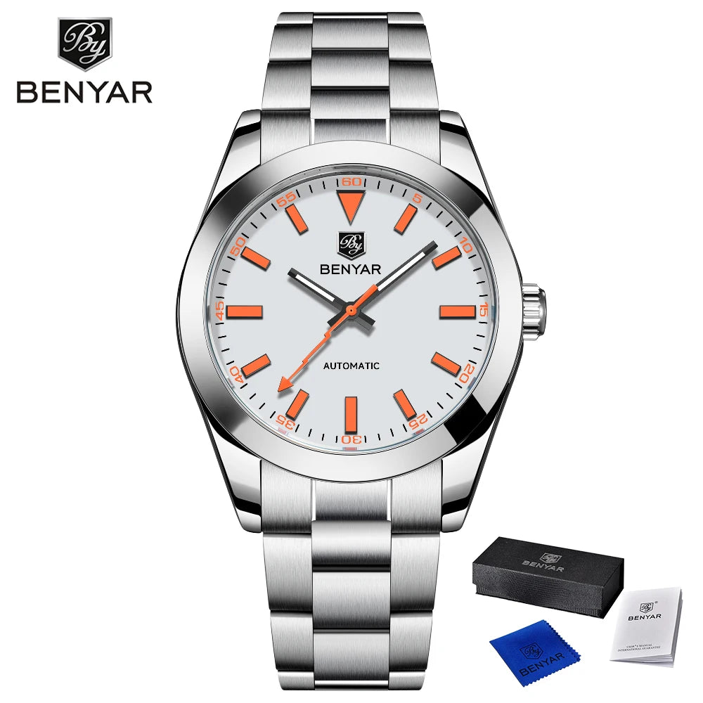 2025 New BENYAR DESIGN Brand Fashion Watches For Men Sapphire Mirror Mechanical Men's Watches Waterproof Stainless Steel Watch