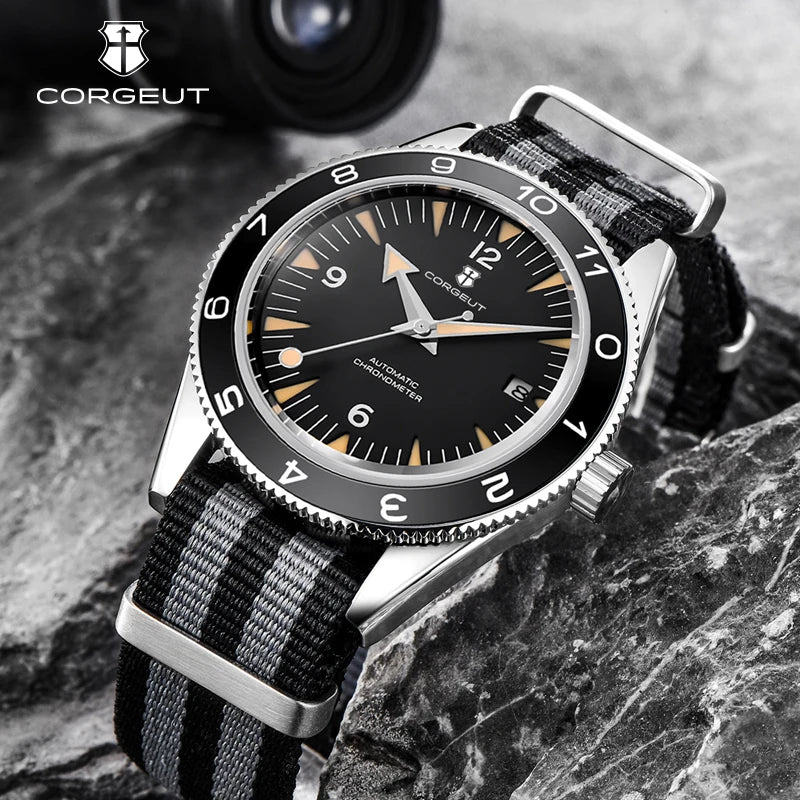 41MM Sapphire Glass 100m Waterproof Japan  Automatic Luminous Mens Watch Nylon Strap