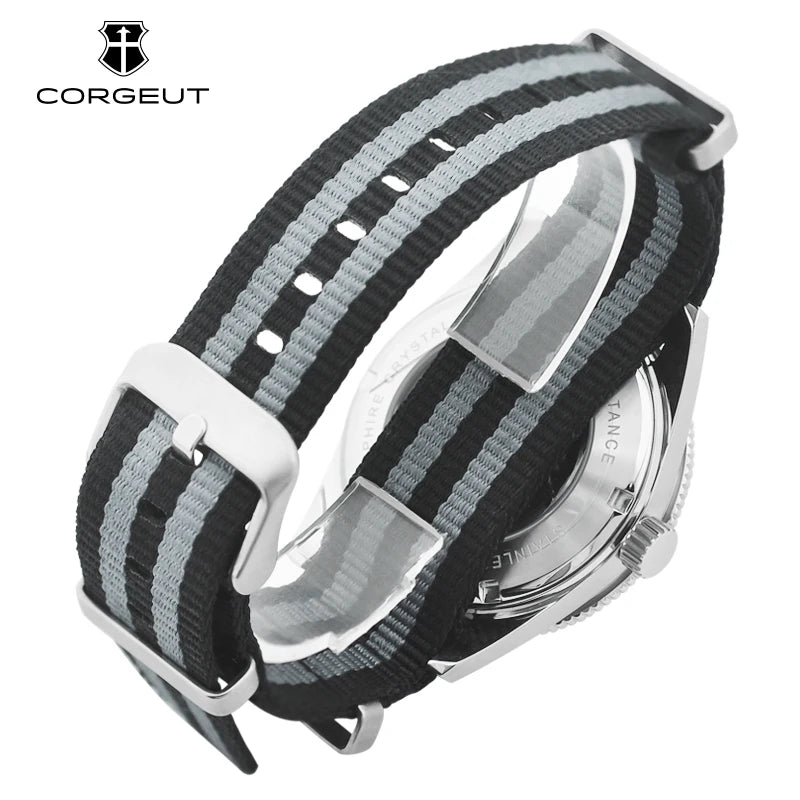 41MM Sapphire Glass 100m Waterproof Japan  Automatic Luminous Mens Watch Nylon Strap