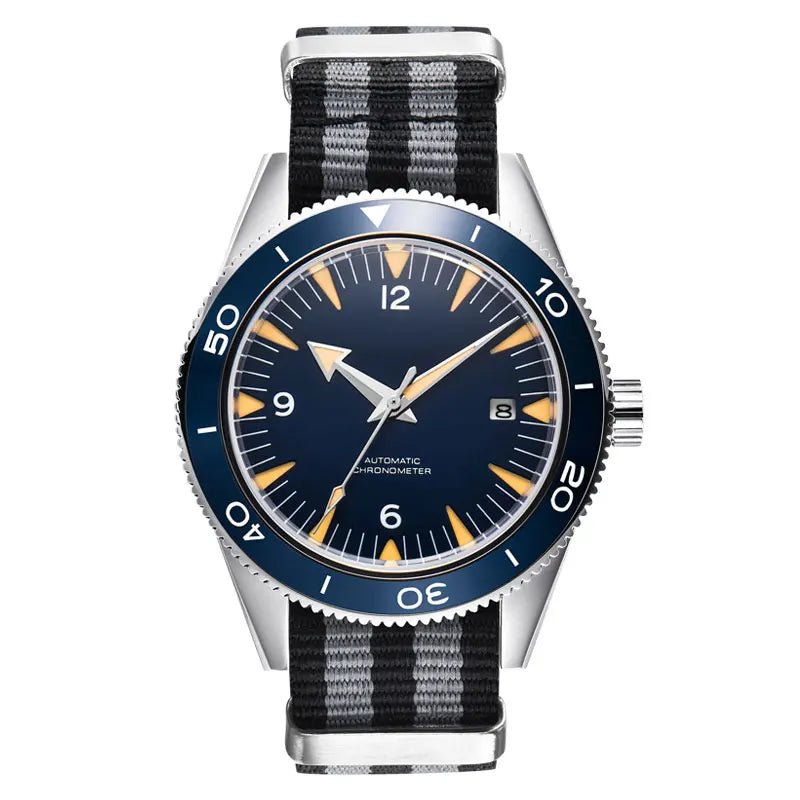 41MM Sapphire Glass 100m Waterproof Japan  Automatic Luminous Mens Watch Nylon Strap