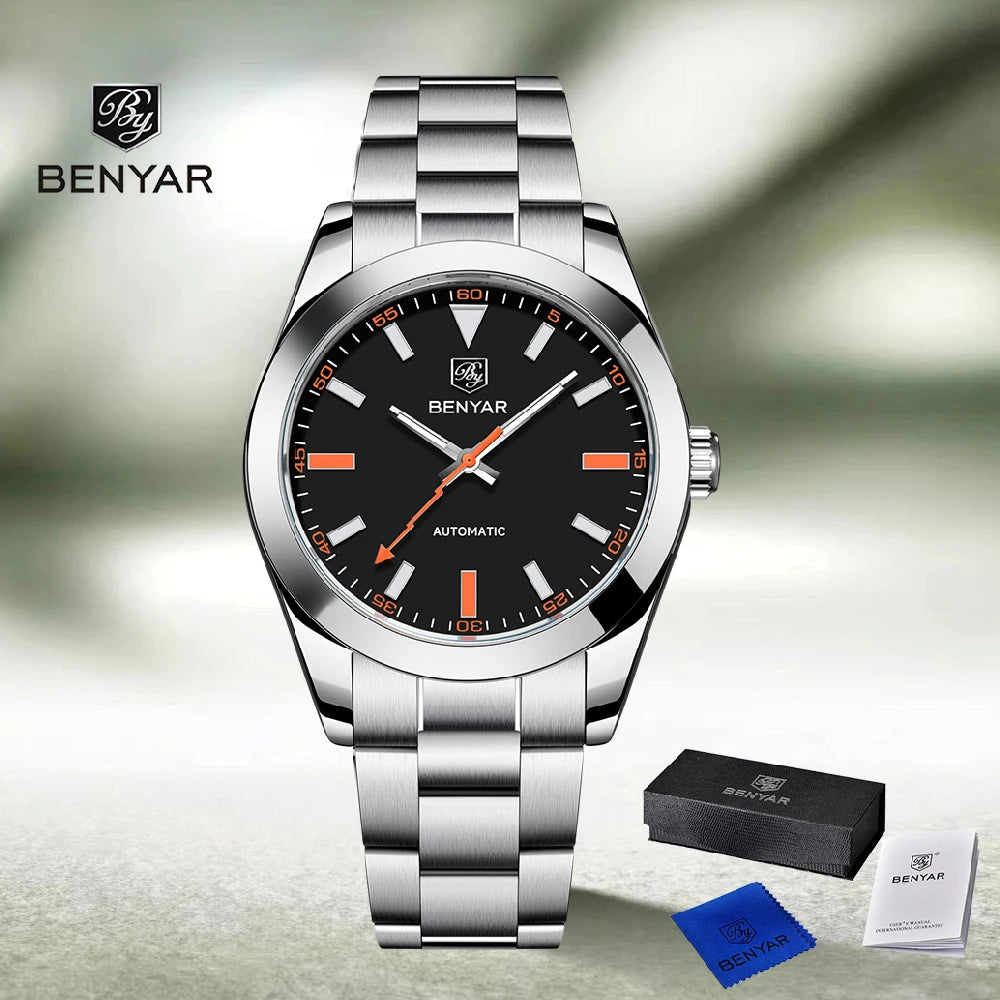 2025 New BENYAR DESIGN Brand Fashion Watches For Men Sapphire Mirror Mechanical Men's Watches Waterproof Stainless Steel Watch
