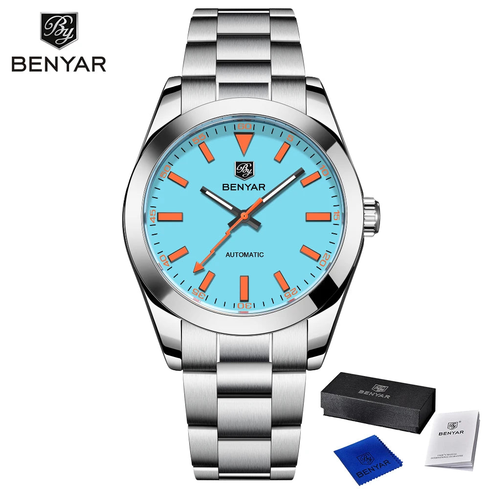 2025 New BENYAR DESIGN Brand Fashion Watches For Men Sapphire Mirror Mechanical Men's Watches Waterproof Stainless Steel Watch