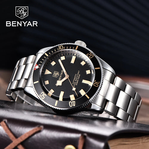 2025 New BENYAR Automatic Watches Men's watch Luxury Mechanical Wristwatch Top Stainless Steel Waterproof Sports Clock Man Gifts