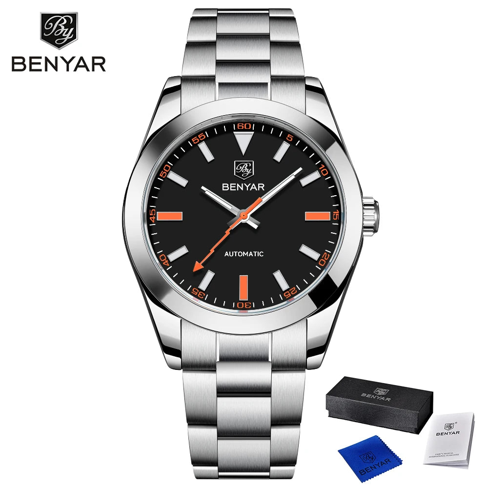 2025 New BENYAR DESIGN Brand Fashion Watches For Men Sapphire Mirror Mechanical Men's Watches Waterproof Stainless Steel Watch